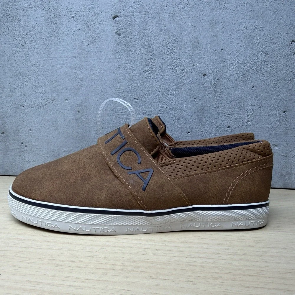 Nautica Orinoco Brown Leather slip On Dress Shoe Sneaker Toddler Size 10‎